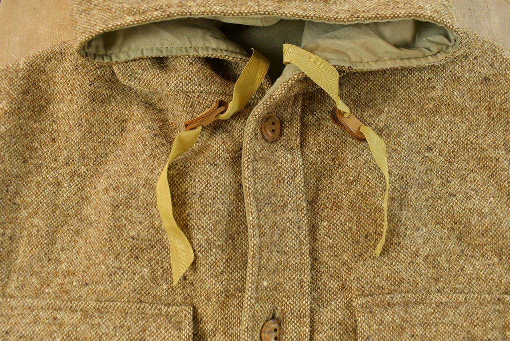 Vintage 1990s Flannel Hooded Reversible Wool Jacket Men's L /Button Up / Outdoors Jacket / Fall Wear