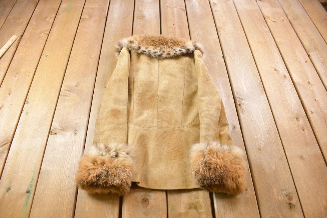 Vintage 1970s Lony G Fur Accent Suede Full Zip Jacket