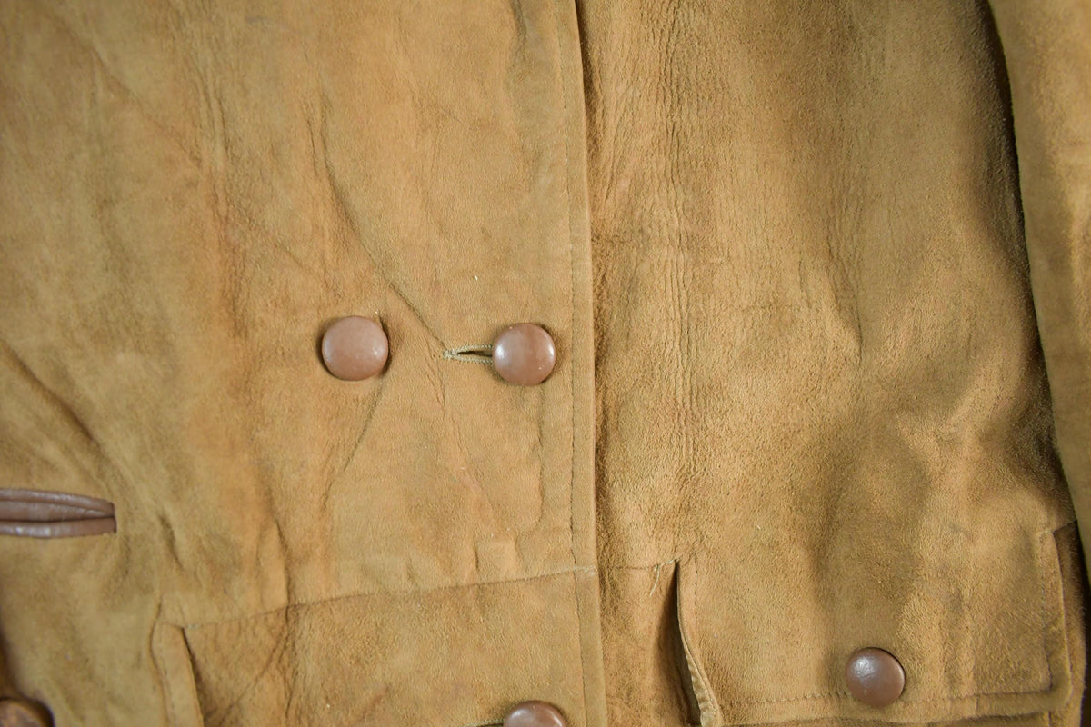 Vintage 1960s Suede Peacoat - Women's Small Fall Outerwear