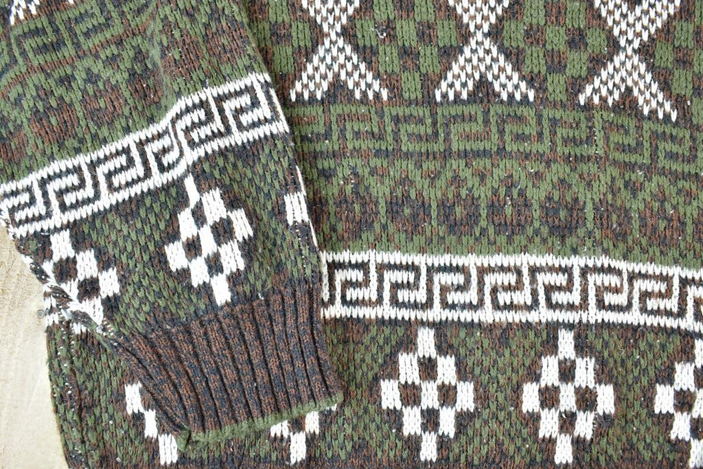 Vintage 1990s Atlantic Traders Knit Abstract Pattern Crewneck Sweater Made In 90s Crewneck