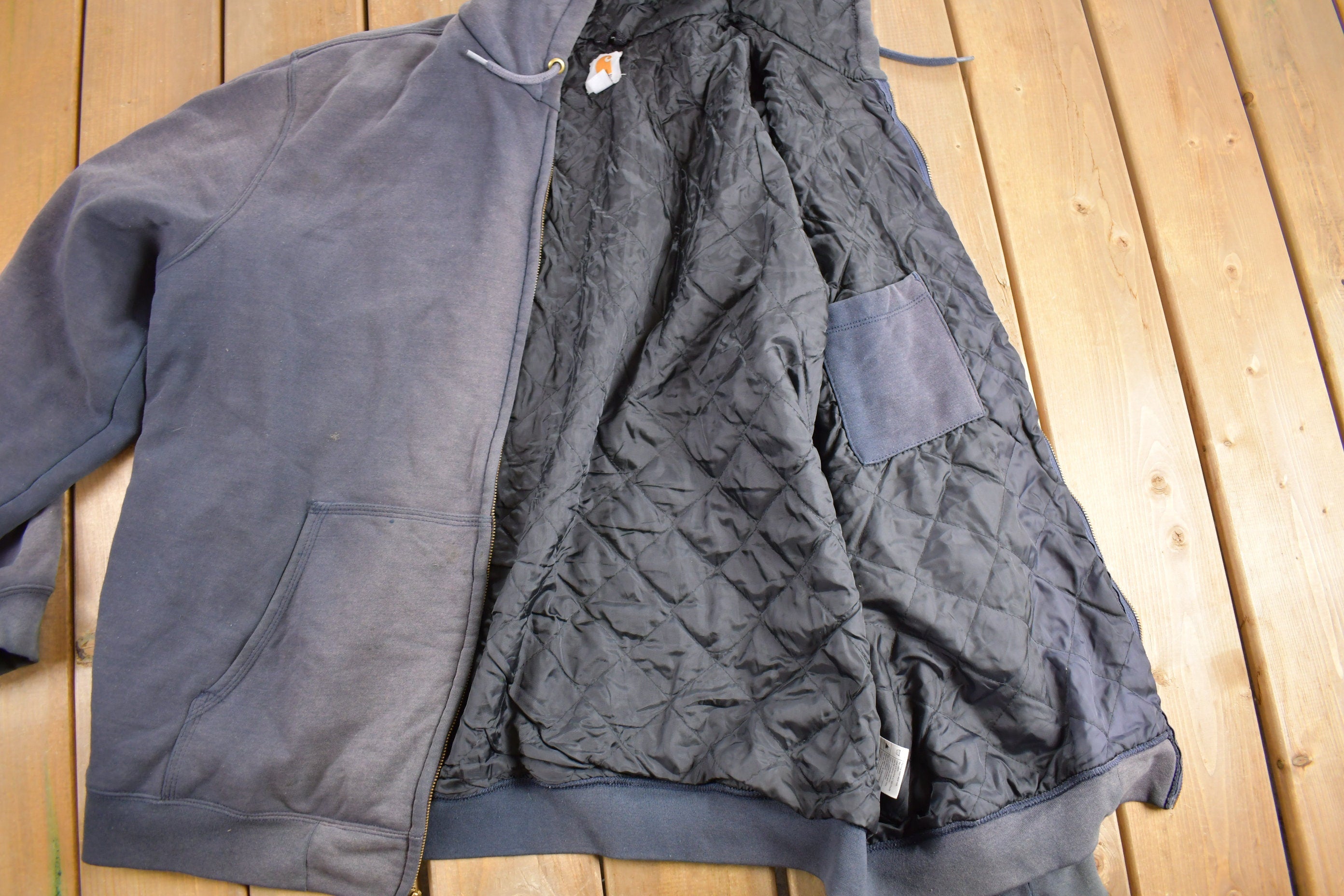 Vintage 1990s Carhartt Heavy Weight Quilt Lined Zip Up Hoodie