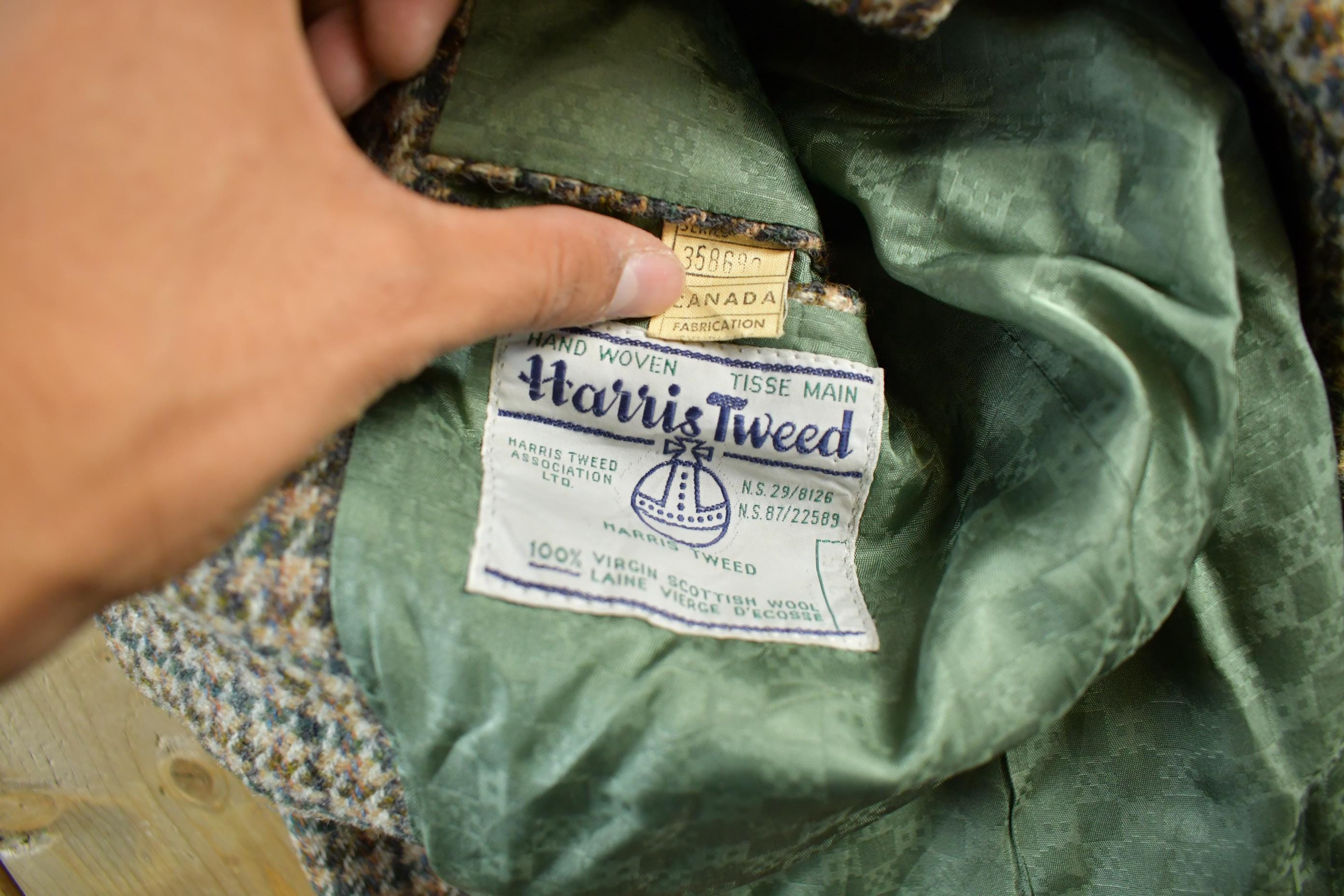 Vintage 1980s Harris Tweed Hand Woven Wool Two Button Blazer Jacket Men's Medium