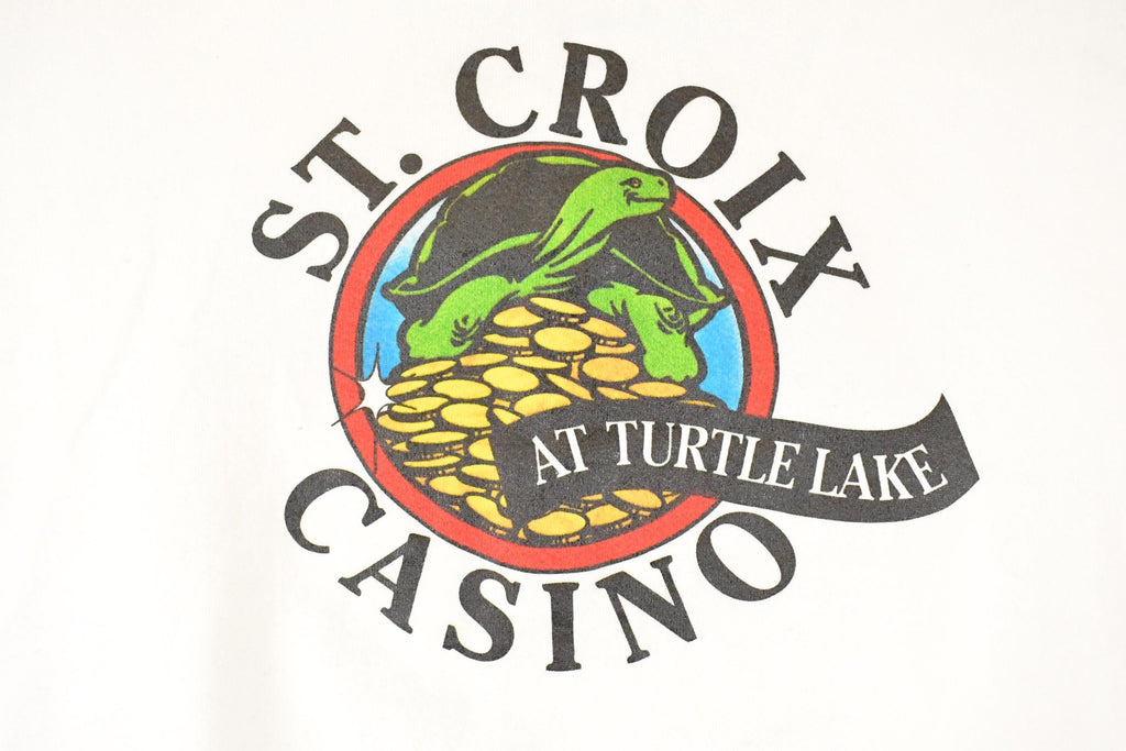 Vintage 1990s St Croix Casino Turtle Lake Graphic Print Crewneck Sweatshirt Mens L