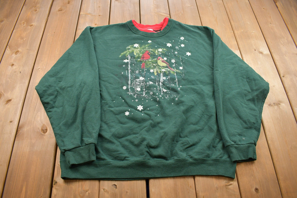 Vintage 1990s Pleasant Shade Cute Bird Double Collar Crewneck Sweatshirt