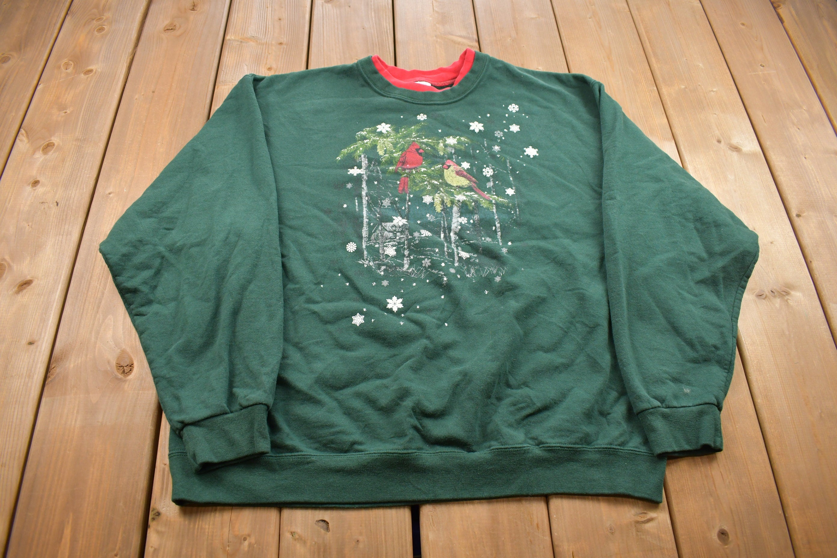Vintage 1990s Pleasant Shade Cute Bird Double Collar Crewneck Sweatshirt