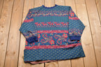 Vintage 1990s Lady Graff Paisley Quarter Button Sweatshirt