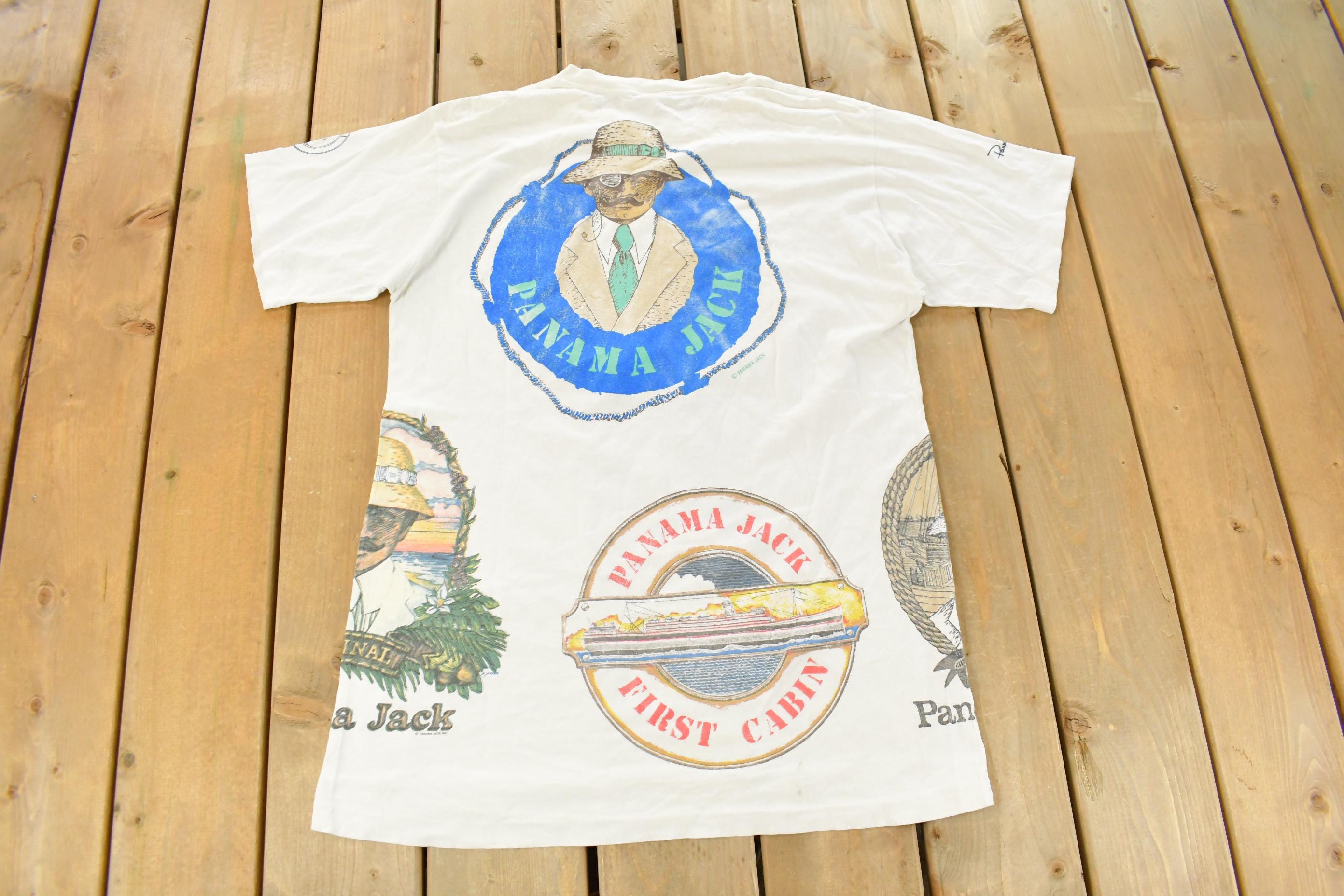 Vintage 1990s Panama Jack Tropical Flower Graphic T-Shirt Men's XL