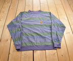 Vintage 1990s Structure Striped Embroidered Crewneck Sweatshirt Made In USA