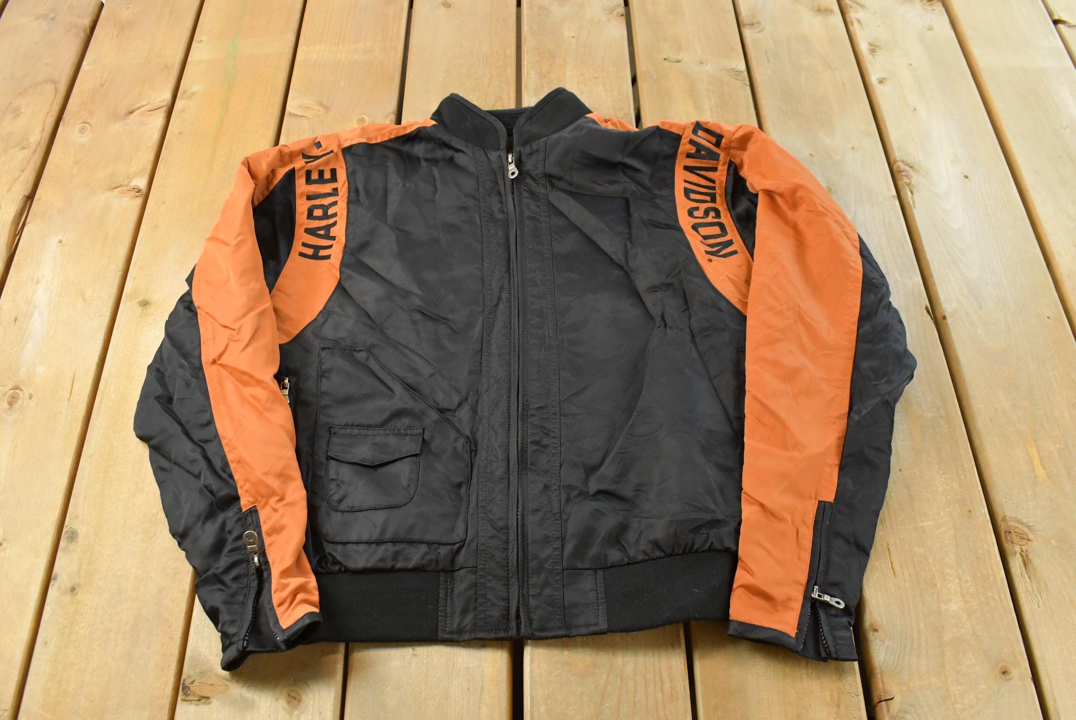 Vintage 1990s Harley Davidson Embroidered Motorcycle Jacket Men's M