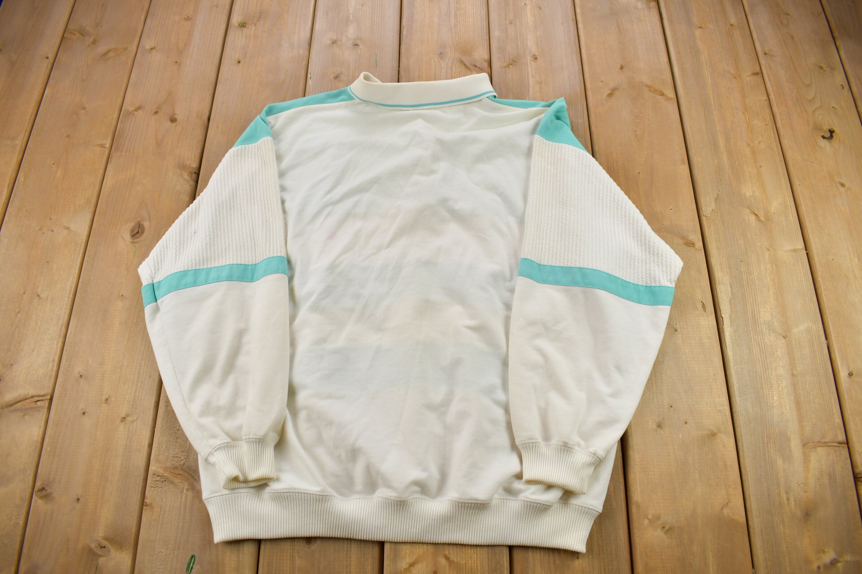 Vintage 1990s Quarter Button Color Block Sweatshirt