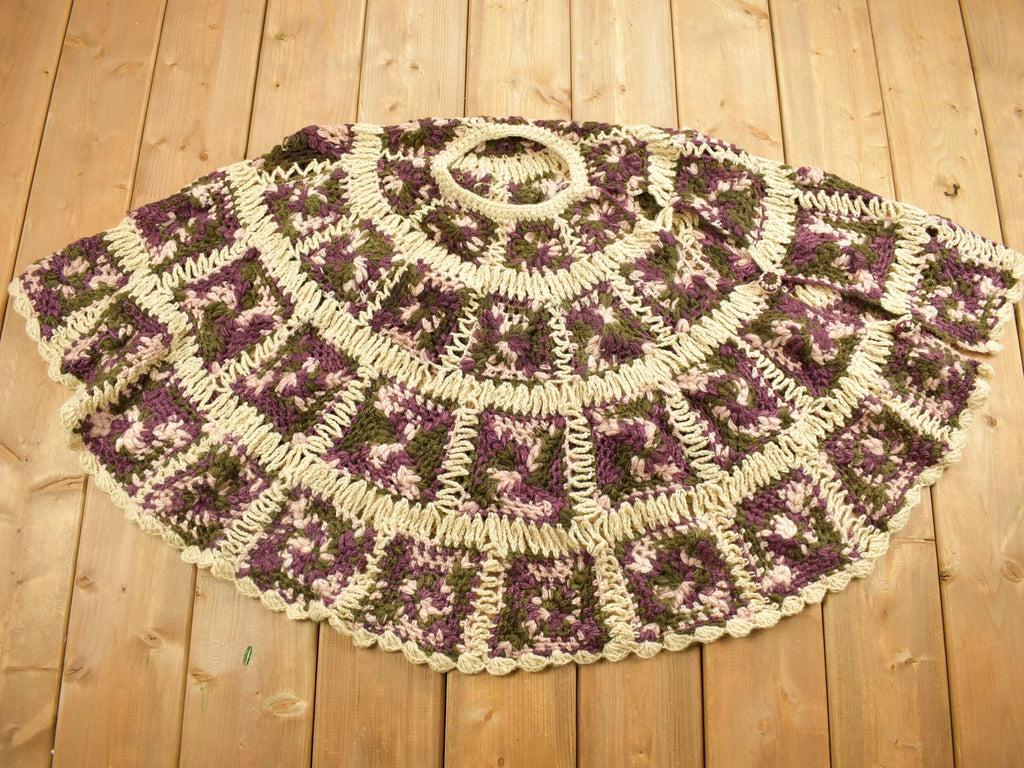 Vintage Crochet Knitted Button Up Poncho