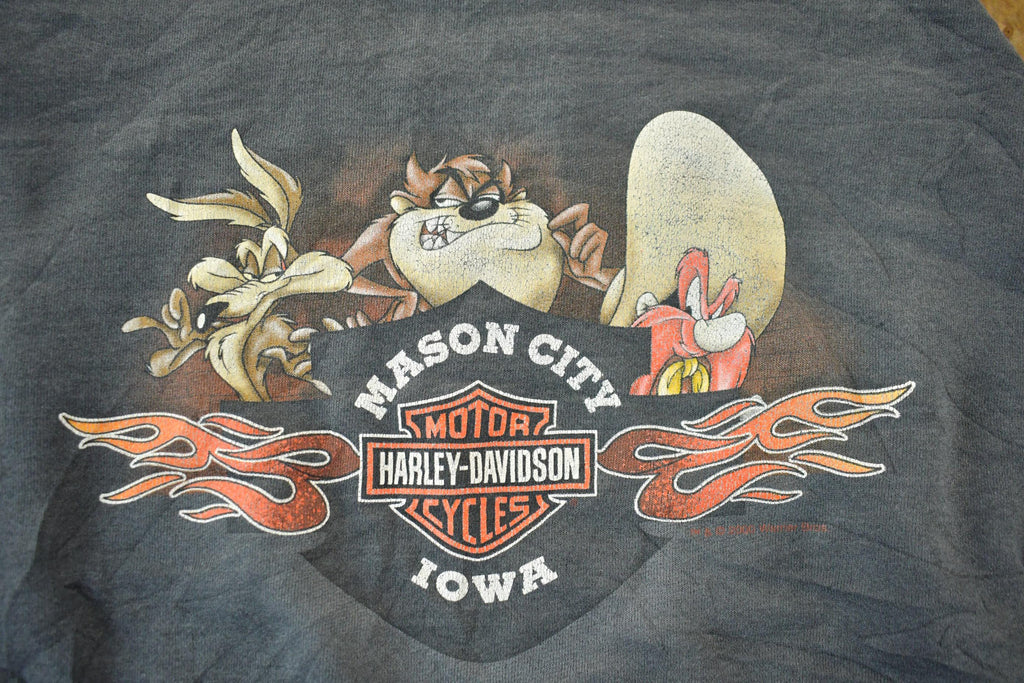 Vintage 1990s Looney Tunes Harley Davidson Crewneck Sweatshirt / Vintage Warner Brothers / Biker / Cartoon Sweater / Made In USA / Men's L