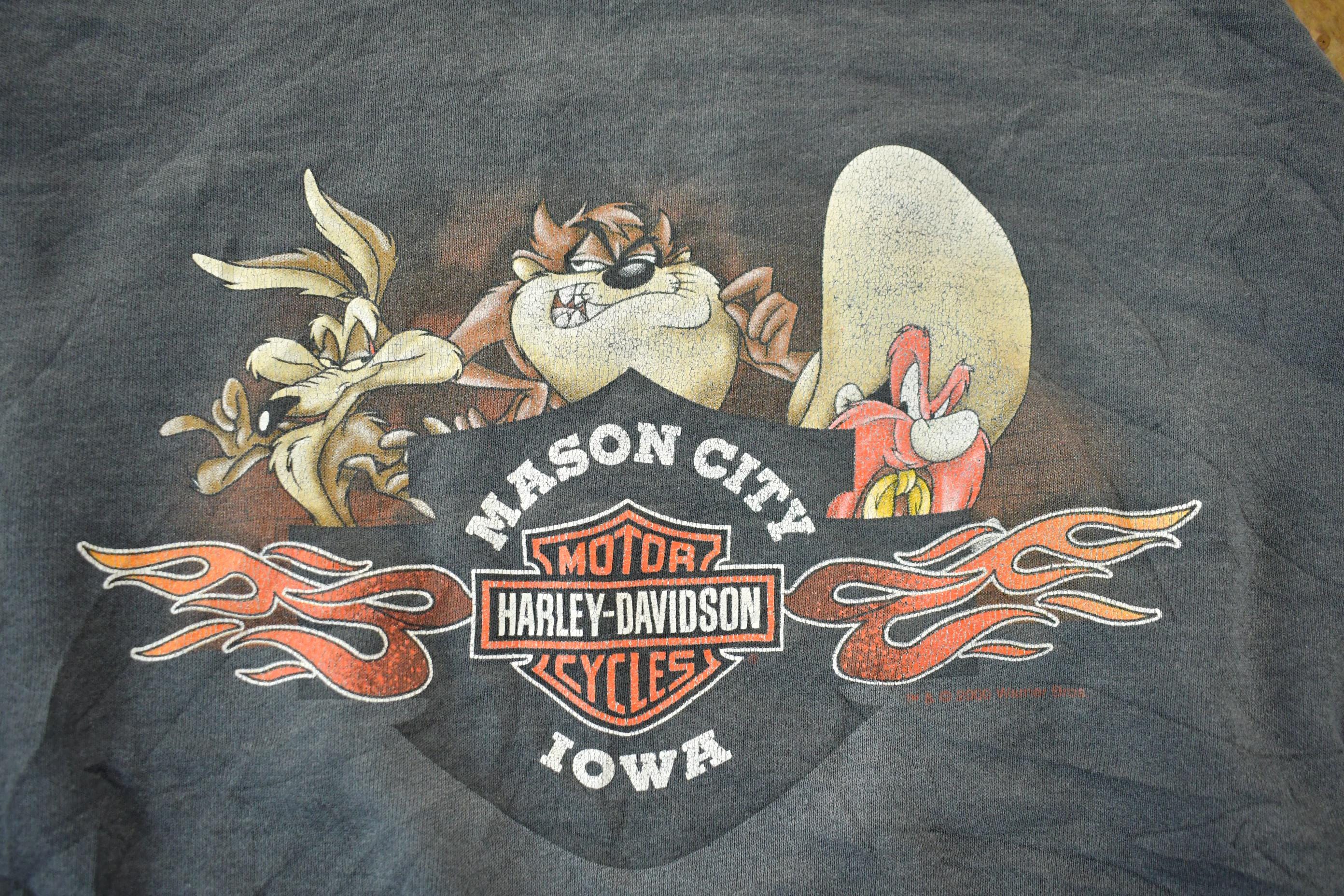 Vintage 1990s Looney Tunes Harley Davidson Crewneck Sweatshirt / Vintage Warner Brothers / Biker / Cartoon Sweater / Made In USA / Men's L