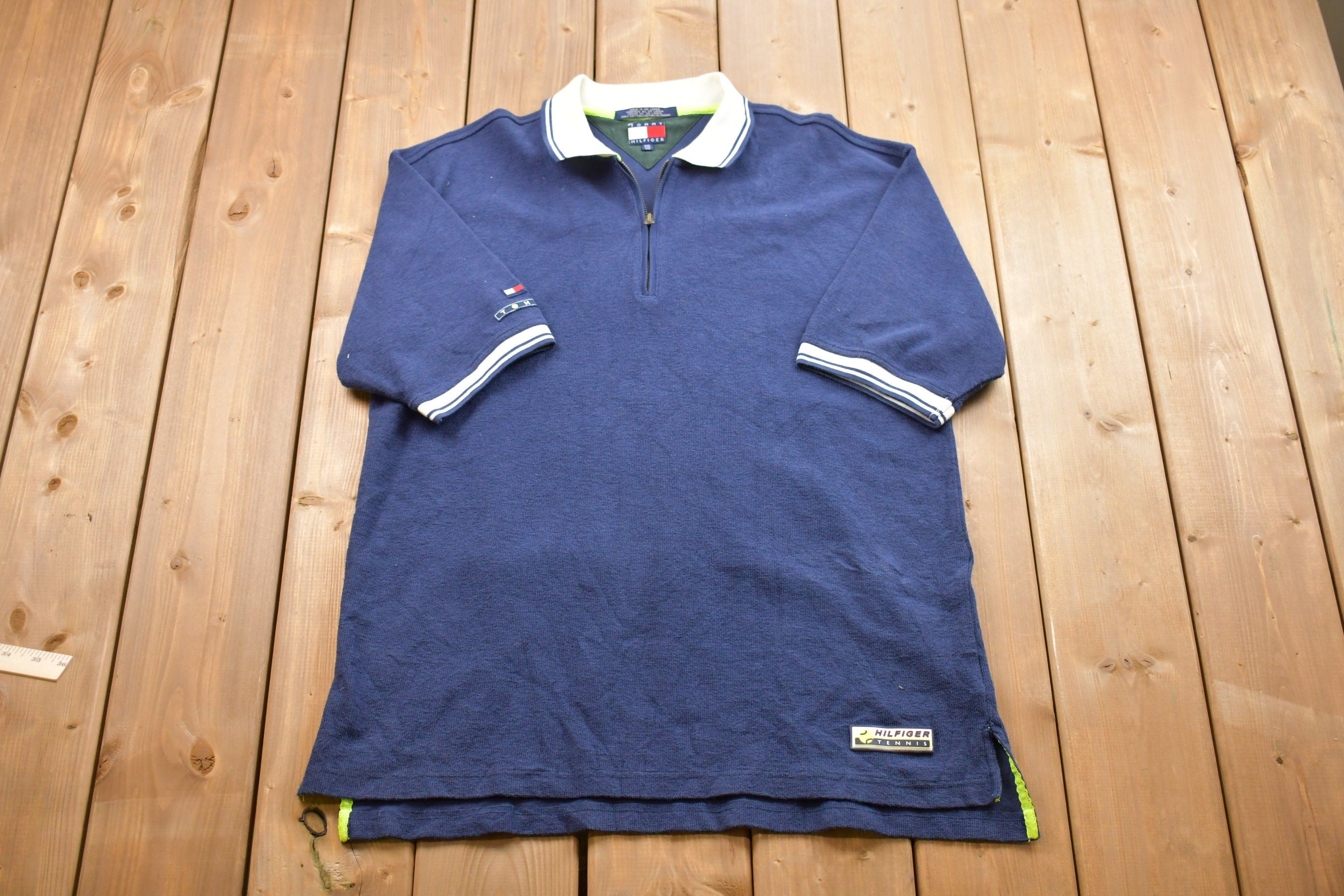 Vintage 1990s Tommy Hilfiger Quarter Zip Tennis Shirt