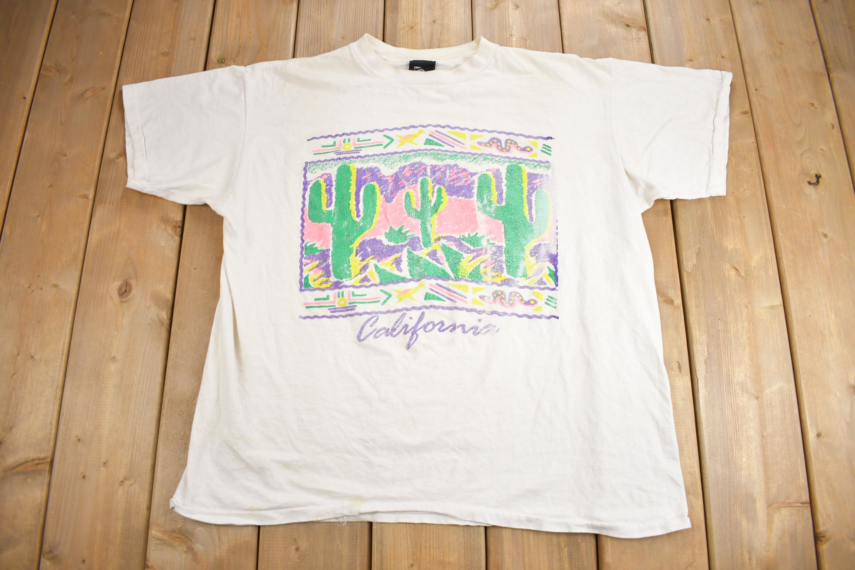 Vintage 1990s California Cactus Graphic Souvenir T Shirt