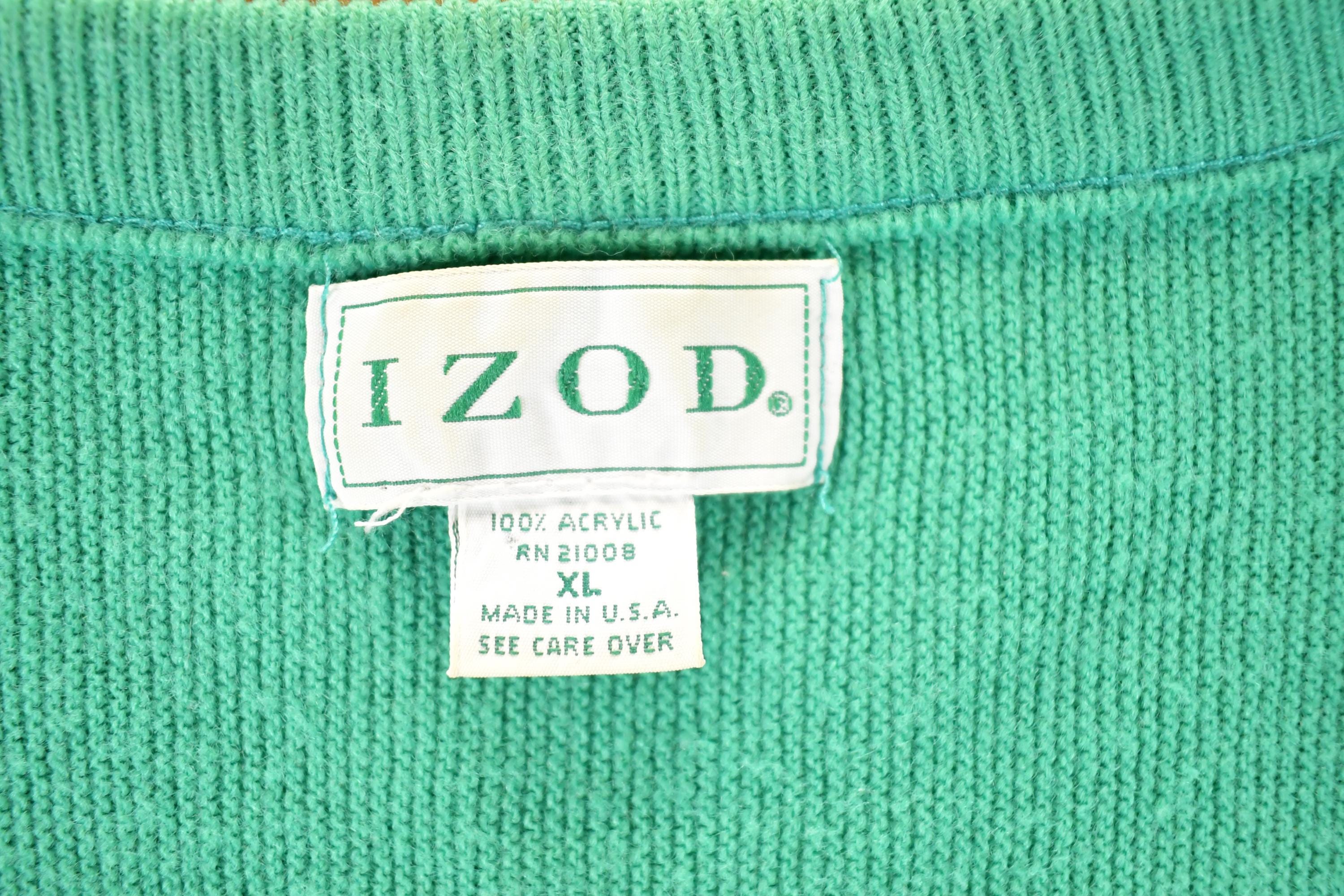 Vintage 1990s Izod Knit V Neck Sweater Men's XL
