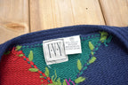 Vintage 1990s IVY Argyle Patchwork Knit Cardigan Sweater Ivy Themed