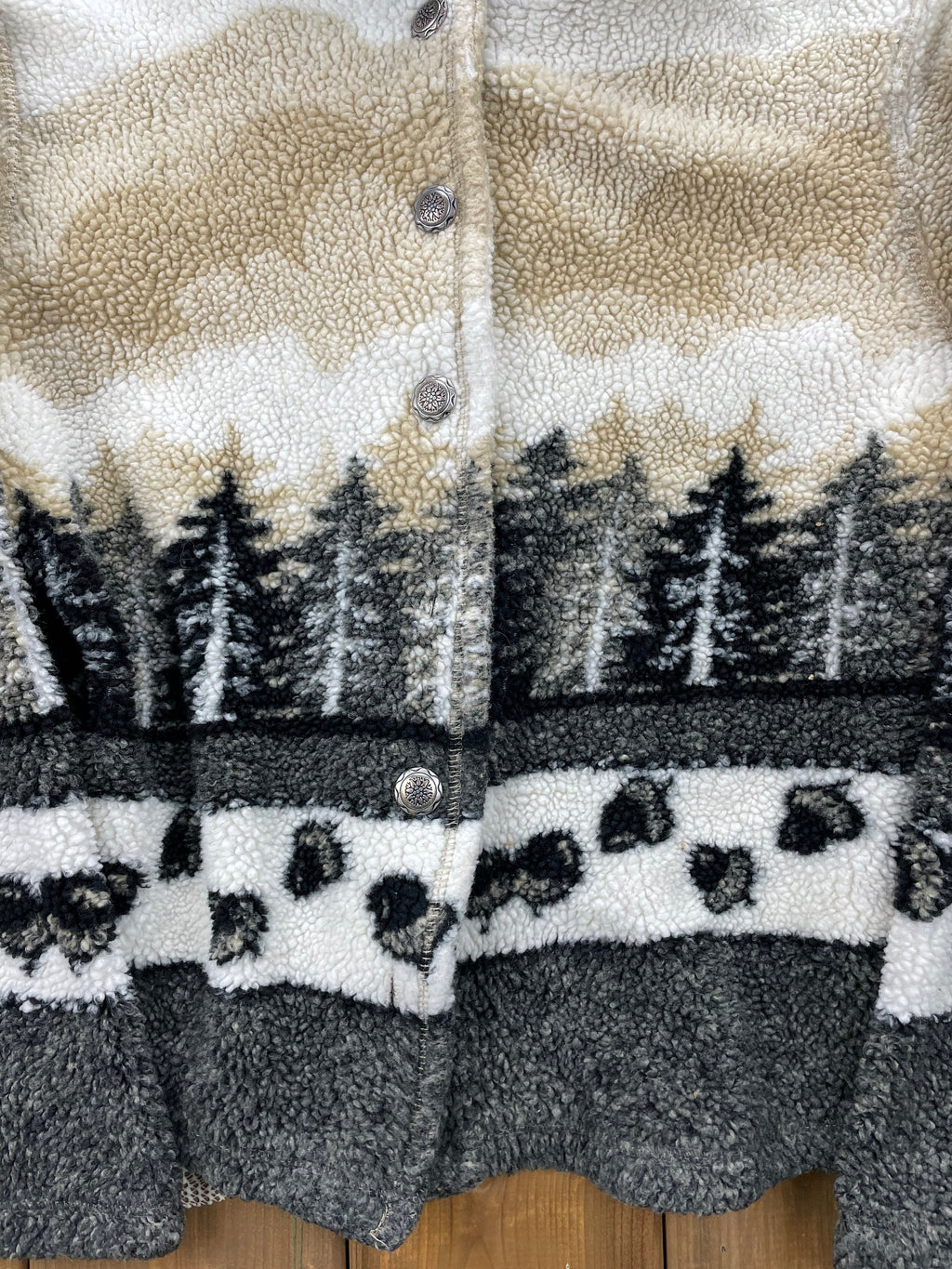 Vintage 1990s Outdoorsman Pattern Deep Pile Fleece Sweatshirt