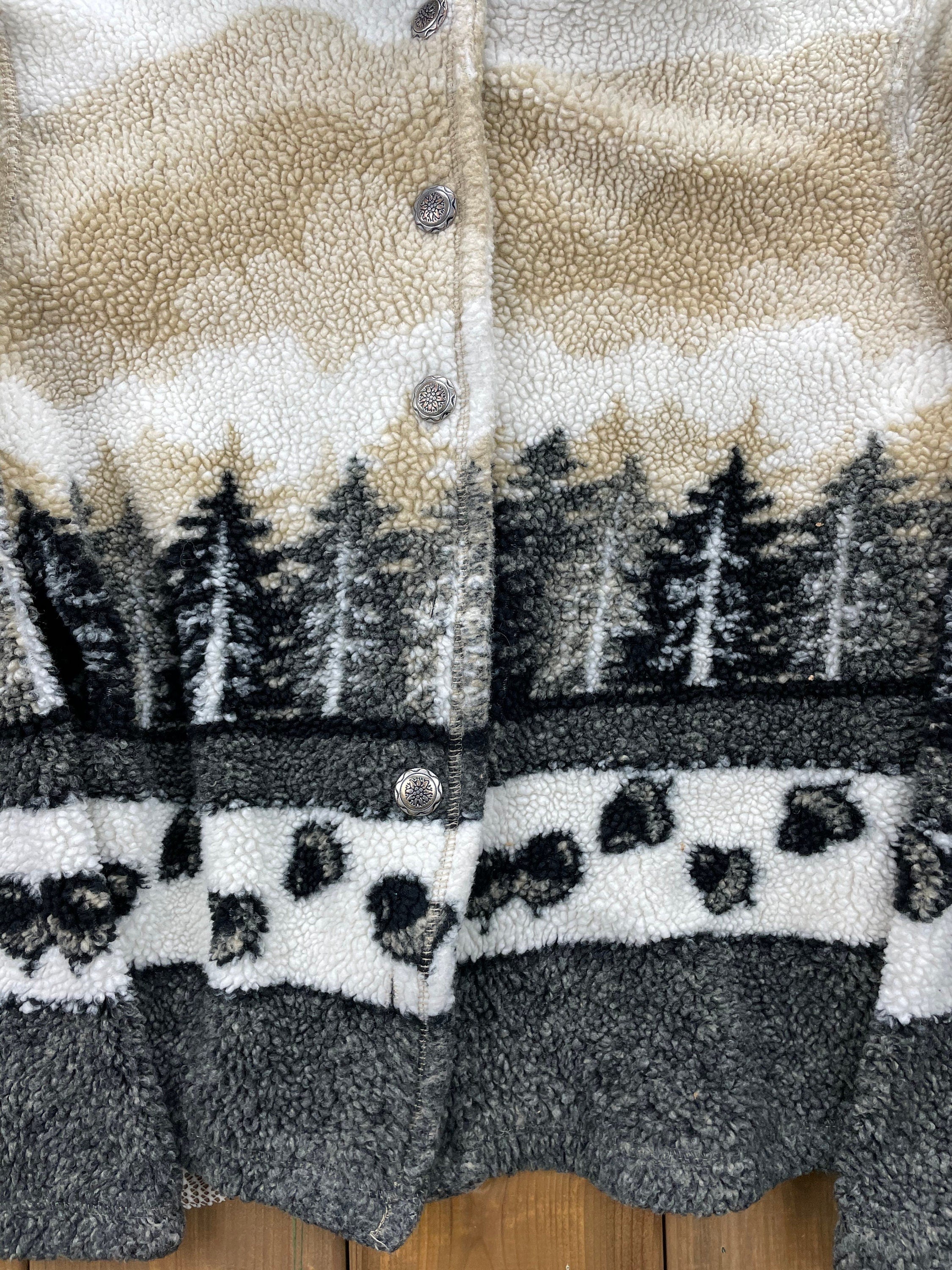 Vintage 1990s Outdoorsman Pattern Deep Pile Fleece Sweatshirt