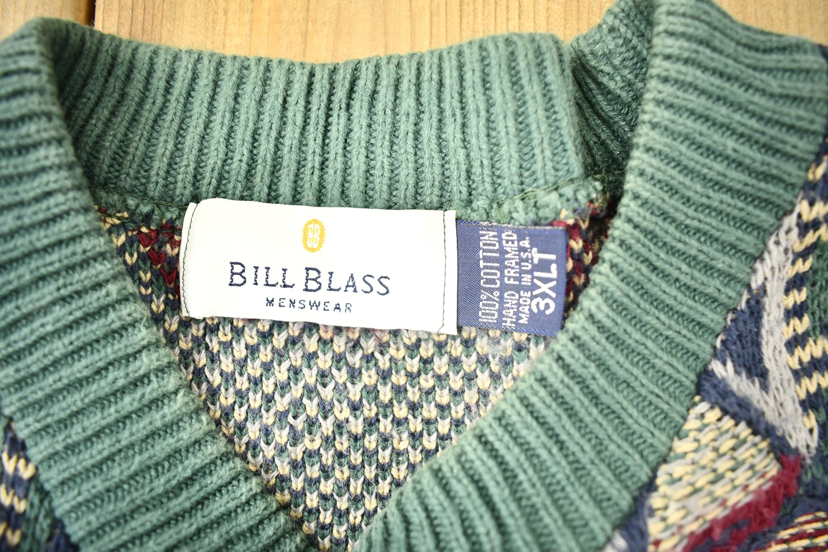 Vintage 1990s Bill Blass 3D Knit Crewneck Sweater