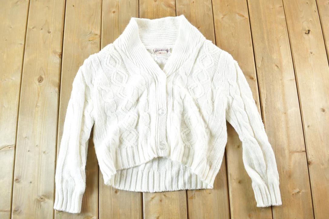 Vintage 1990s Eaton Cable Knit Abstract Pattern Crewneck Sweater Womens M  90s Crewneck  Preppy Knits  Wool Blend  Cotton Blend