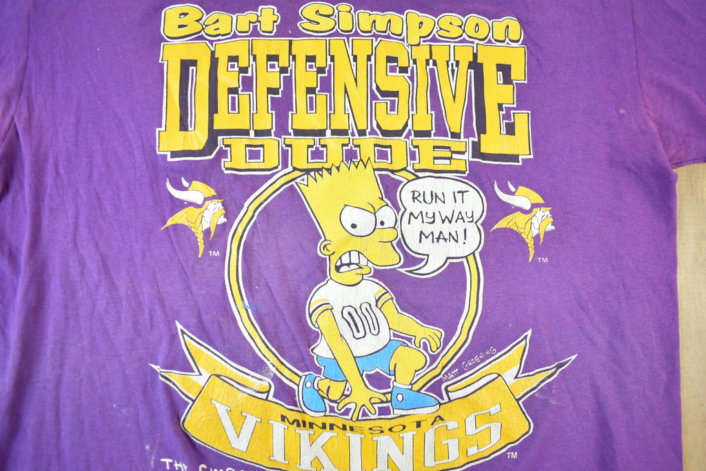 Vintage 1990s Minnesota Vikings The Simpsons NFL Graphic T-Shirt Men's xl