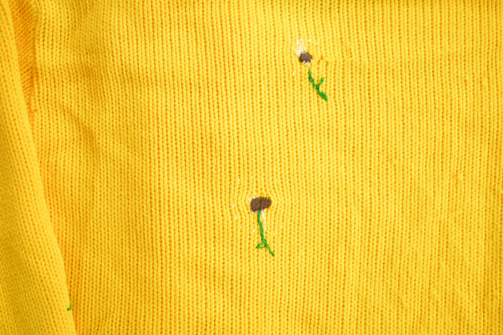 Vintage 1990s Yellow Knitted Cardigan Sweater