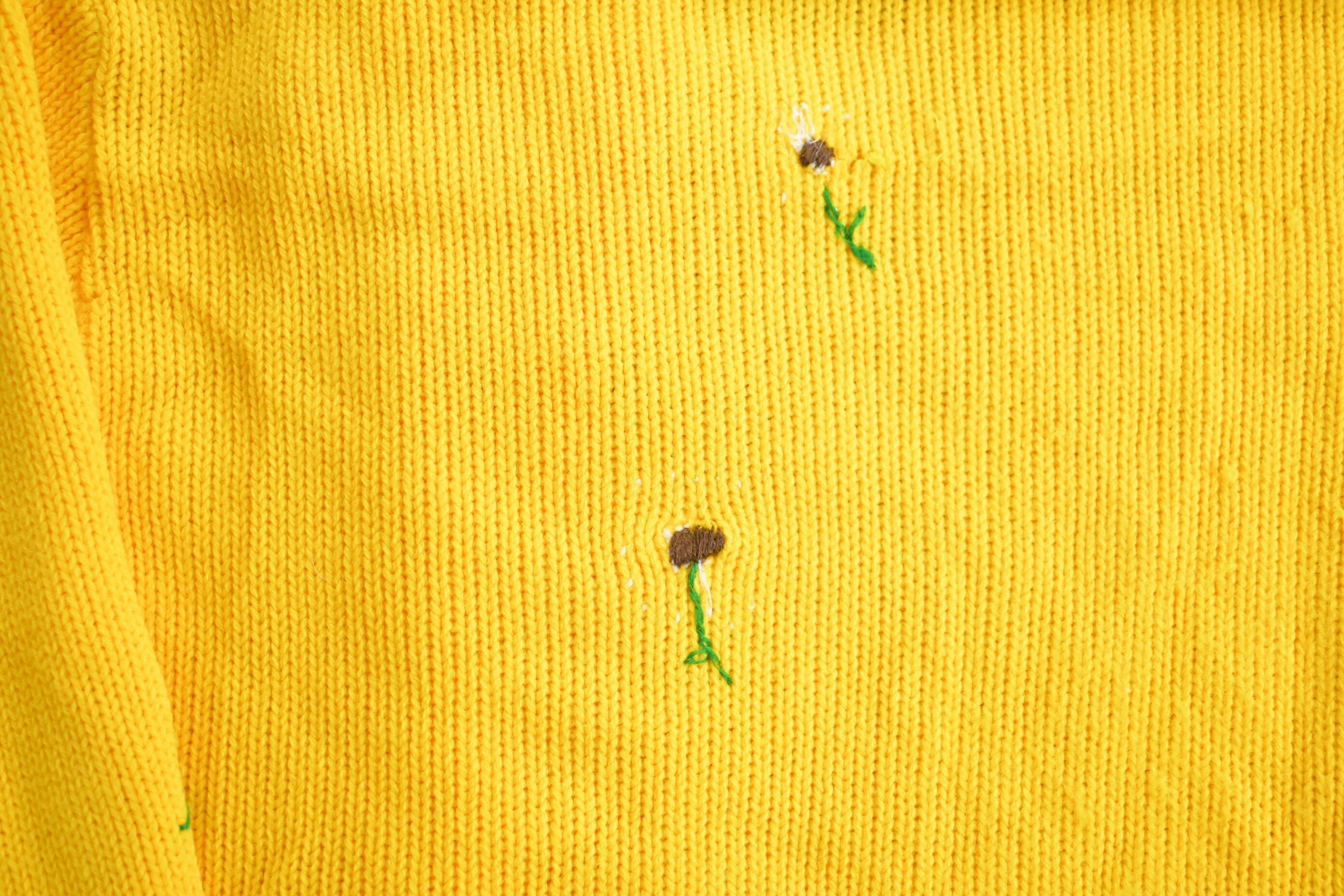 Vintage 1990s Yellow Knitted Cardigan Sweater