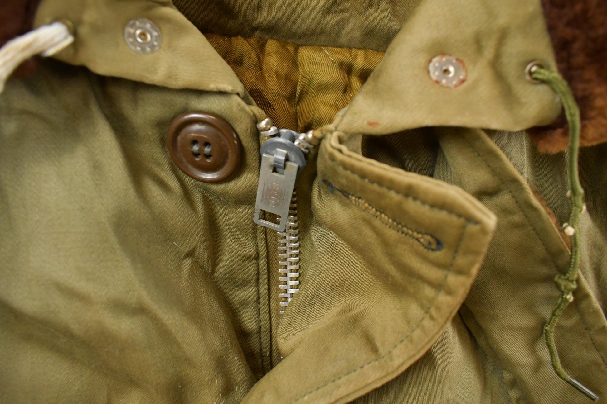 Vintage 1940s WW2 Air Force Type B-9 Parka Flyer Shearling Fur Hood Jacket Men's Large