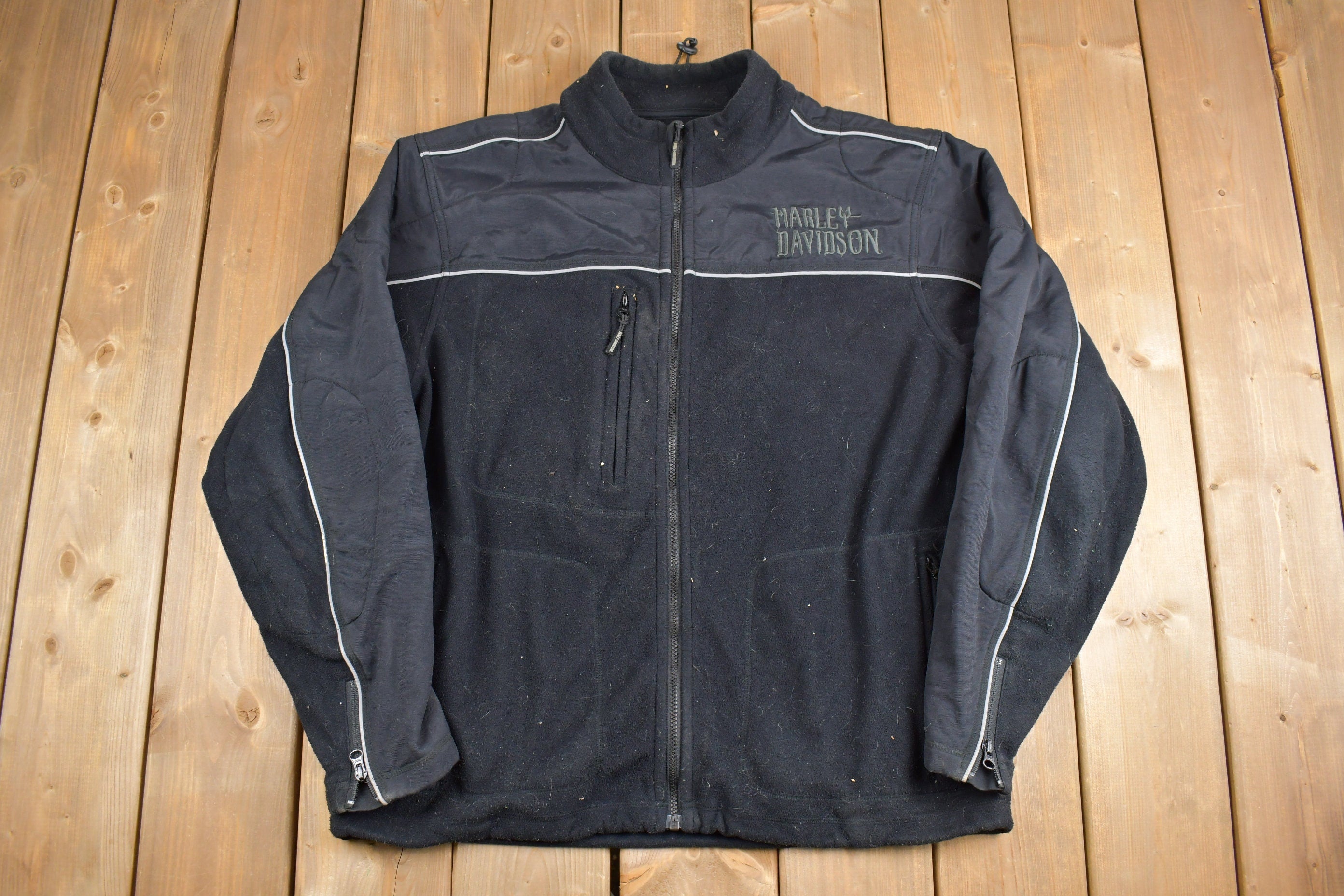 Vintage 1990s Harley Davidson Fleece Zip Up Sweater