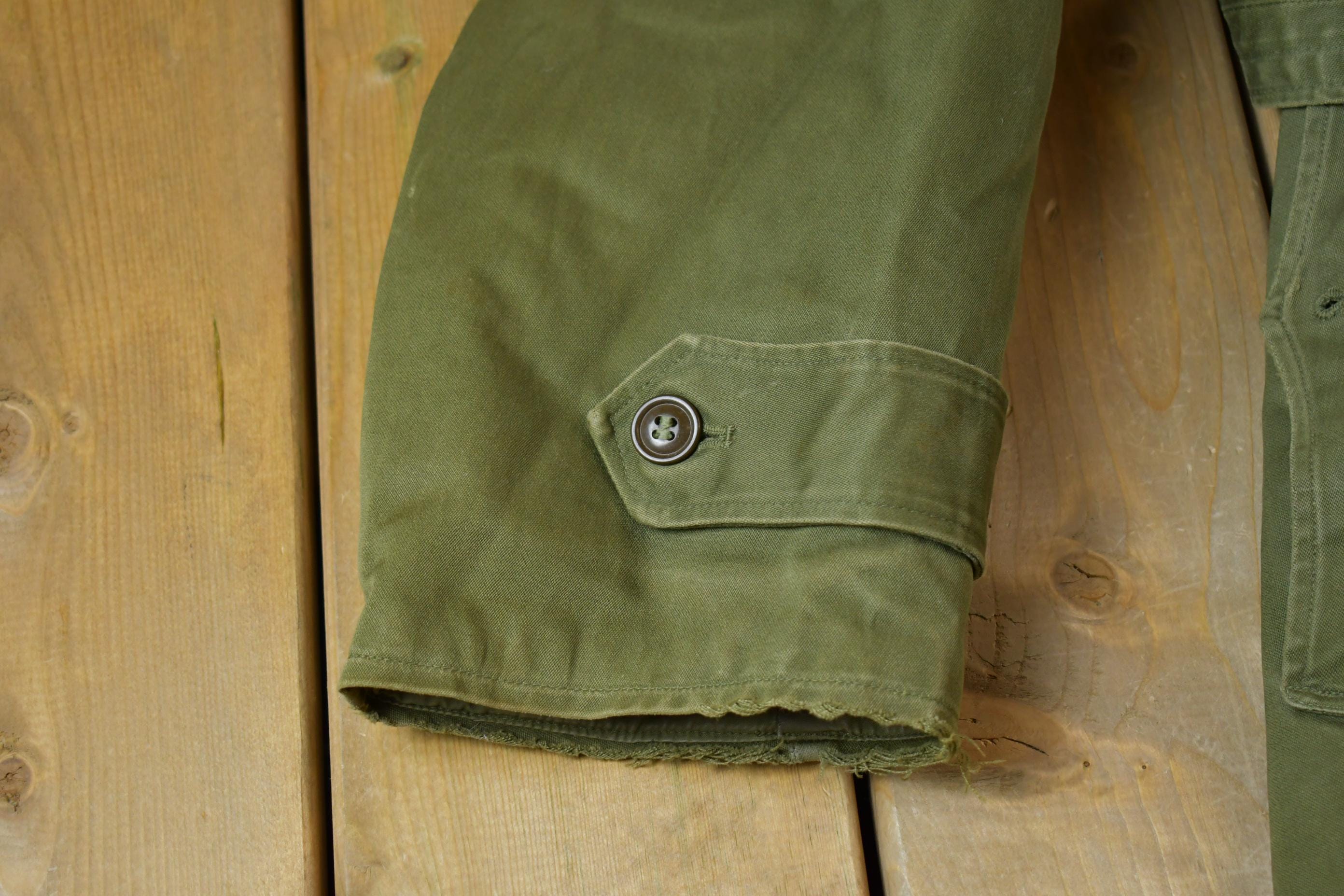 Vintage 1950S Military OG 107 Trench Coat with Liner