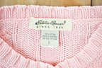 Vintage 1990s Eddie Bauer Pink Cable Knit Crewneck Sweater  90s Crewneck  Made In USA  Preppy Knit
