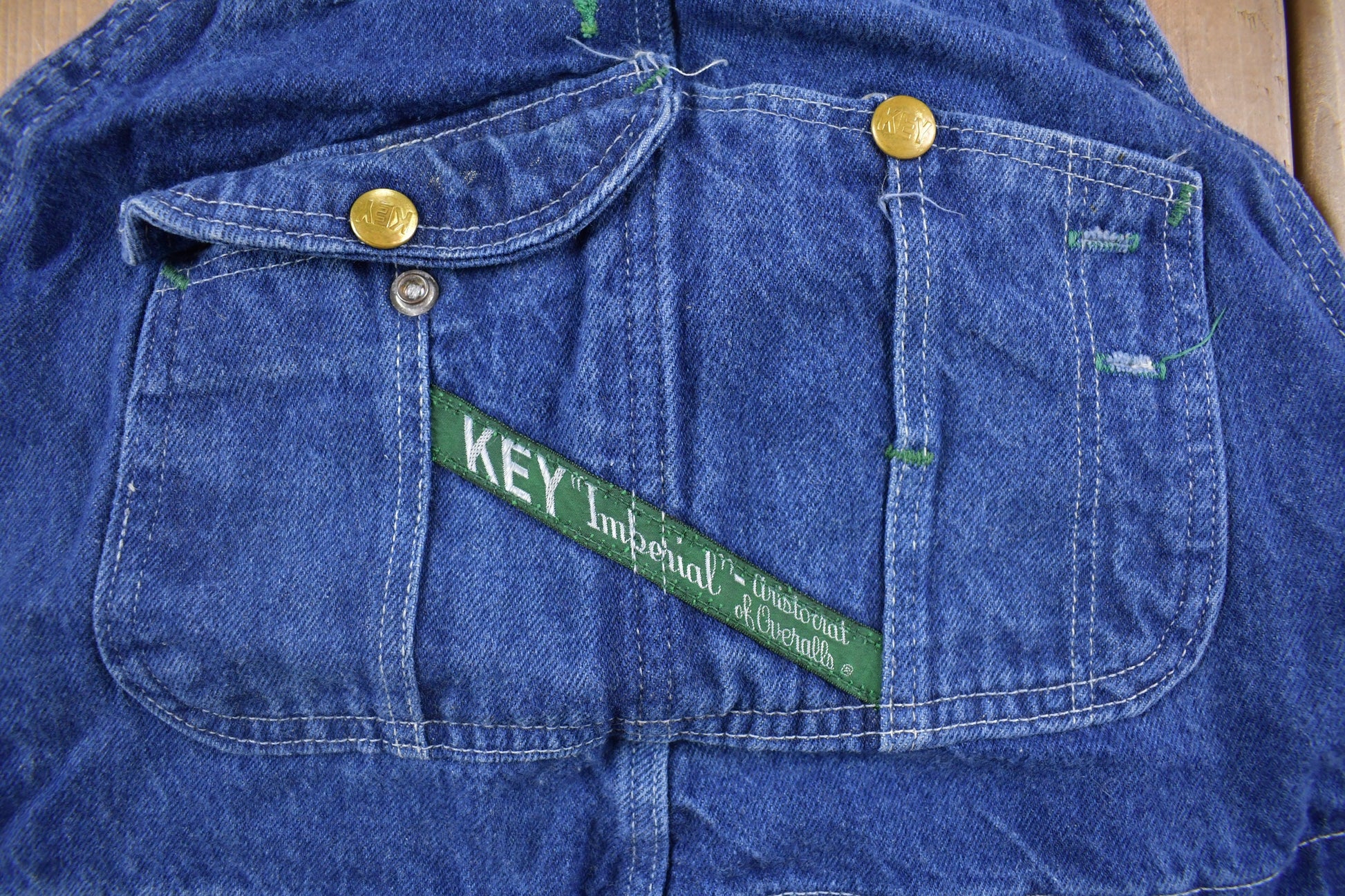 Vintage 1980s Key Imperial Denim Jean Overalls Size 44 x 28