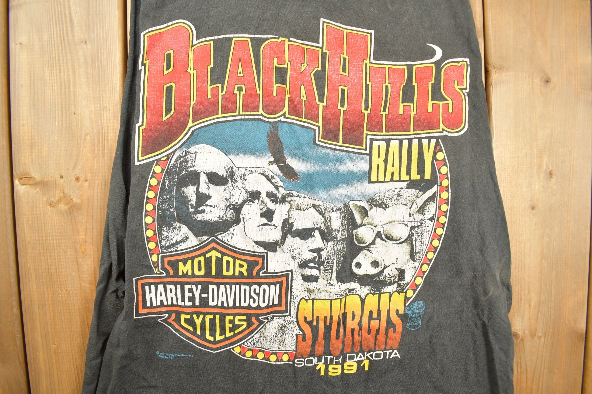 Vintage 1991 Sturgis Black Hills Rally Harley Davidson Motorcycles T-Shirt