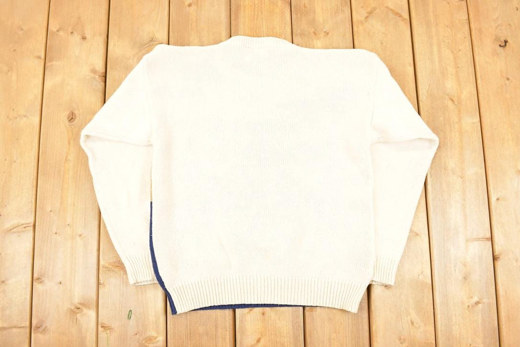 Vintage 1990s Country Suburbans AOP Farm Theme Embroidered Knit Crewneck Sweater Men's S