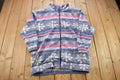 Vintage 1990s Winter Patterned Fleece Zip Up Sweater