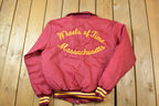 Vintage 1990s Wheels Of Time 71 Nova Massachusetts Embroidered Snap Button Satin Racing Jacket Made In USA