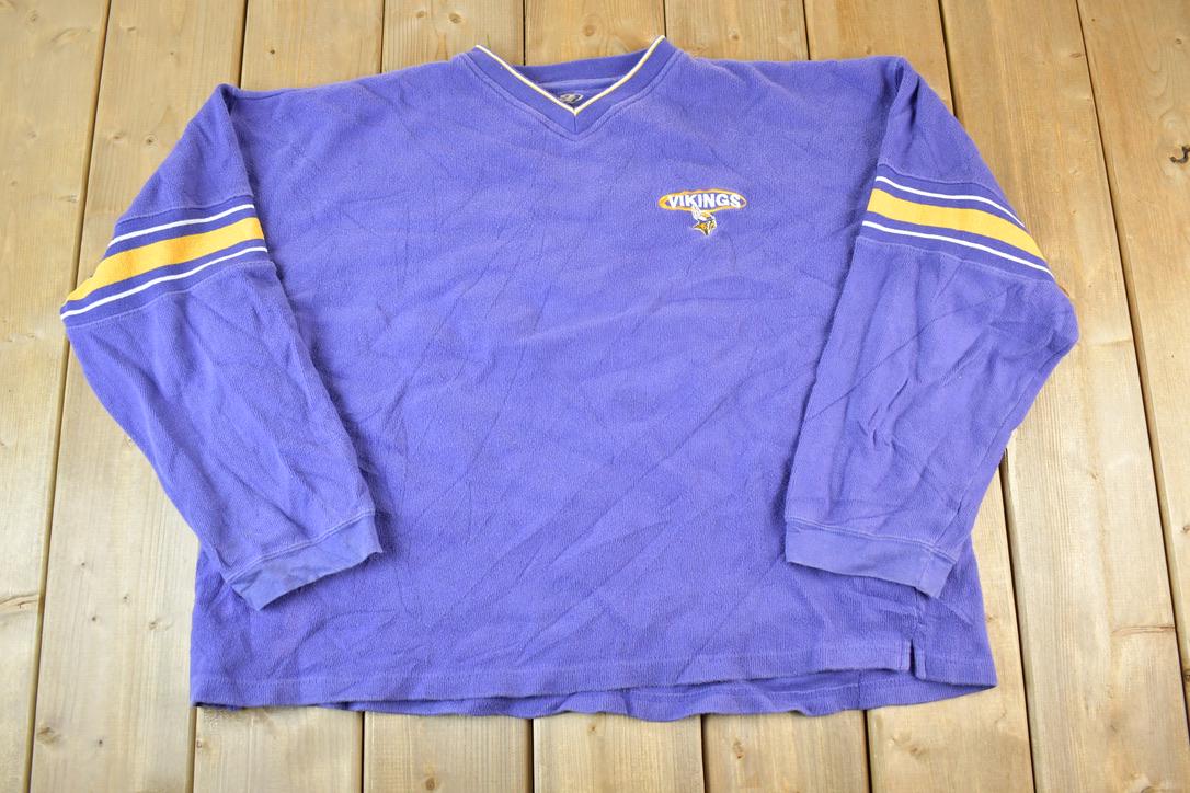 Vintage 1990s Minnesota Vikings NFL Embroidered V Neck Sweatshirt