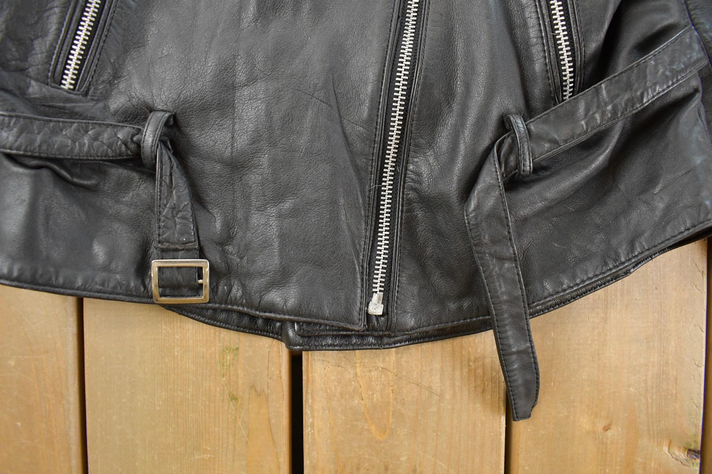 Vintage 1980s Berman's The Leather Experts Biker Leather Jacket Women's Small