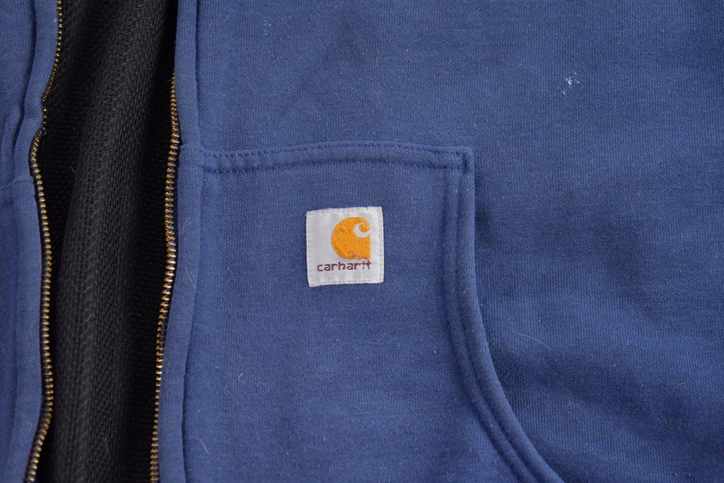 Vintage 1990s Carhartt Thermal Lined Heavy Weight Hoodie / Vintage Workwear / Vintage Carhartt / Thermal Hoodie / Distressed Paint Splatter