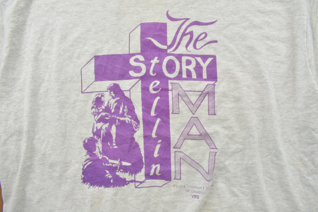 Vintage 1990s The Story Of Man  Jesus Cross  Church  Graphic T-Shirt  Vintage T Shirt  Streetwear  Graphic Tee  Made In USA