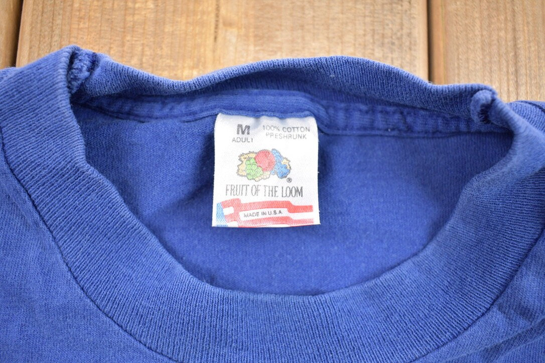 Vintage 1990s Blank Blue Fruit Of the Loom T-Shirt
