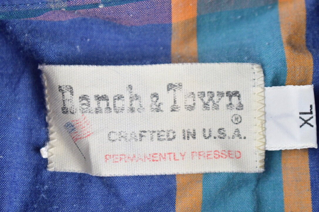 Vintage 1980s Plaid Pearl Snap Western Button Up Shirt