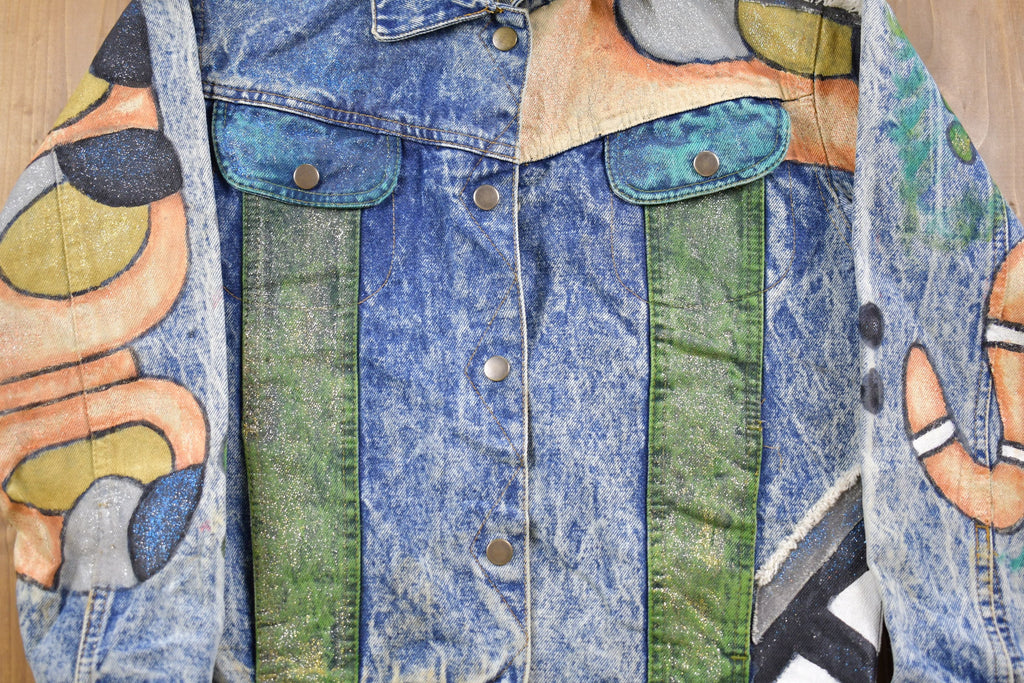 Vintage 1990s Denim All Over Print Jean Jacket