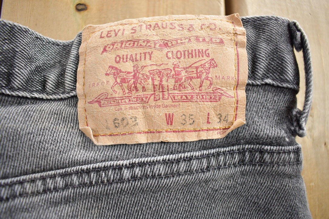 Vintage 1990s Levi's 603 Black Jeans Size 35x34 Vintage Denim