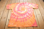 Vintage 1990s Optima Orange & Red Tie Dye Graphic T Shirt