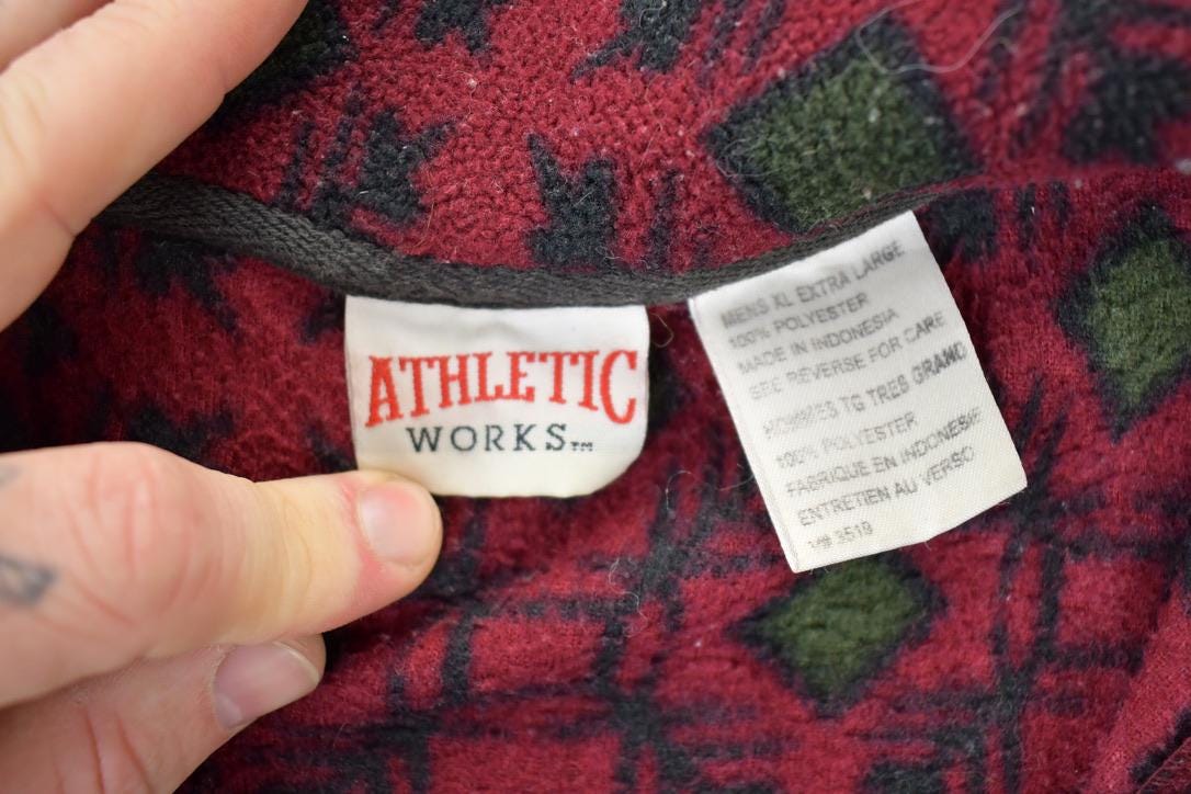 Vintage 1990s Athletic Works Fleece Full Zip Sweater