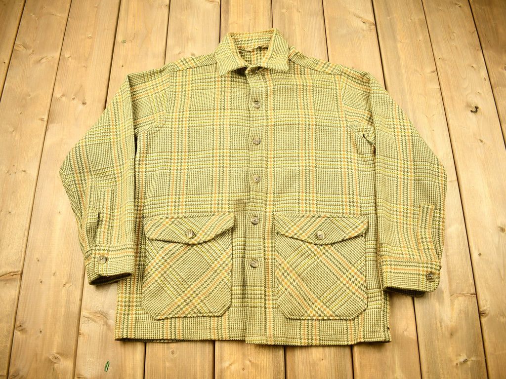 Vintage 1950s Woolrich Hounds Tooth Button Up Wool Hunting Jacket