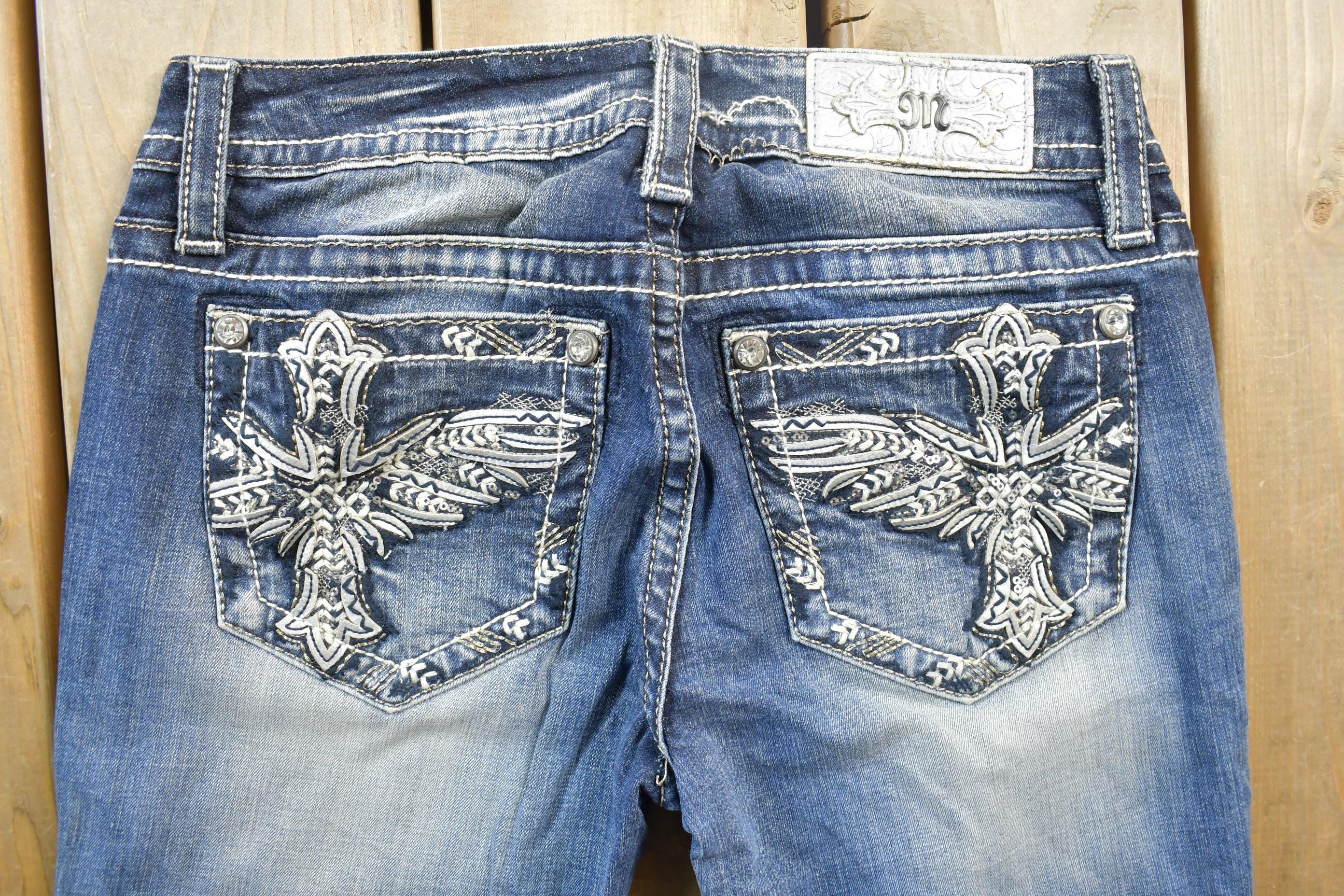 Vintage Y2K Miss Me Bedazzled Low Rise Jeans Size 26x32
