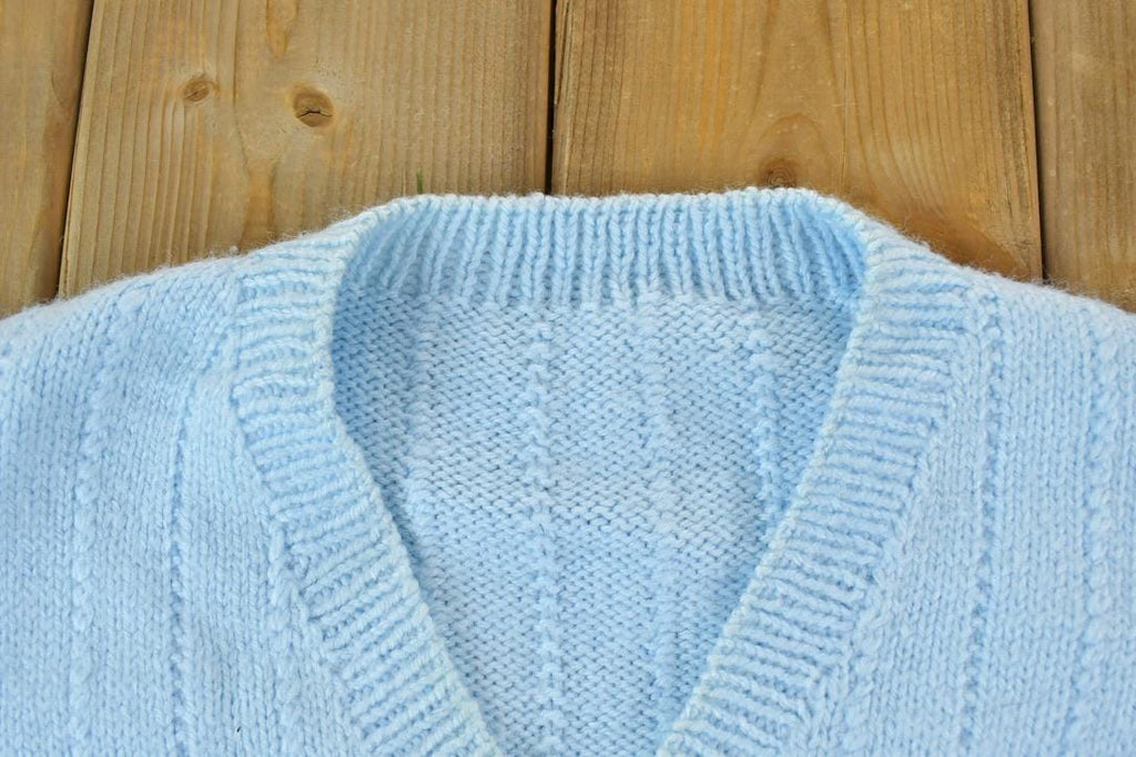 Vintage 1970s Blue Knit Sweater Vest